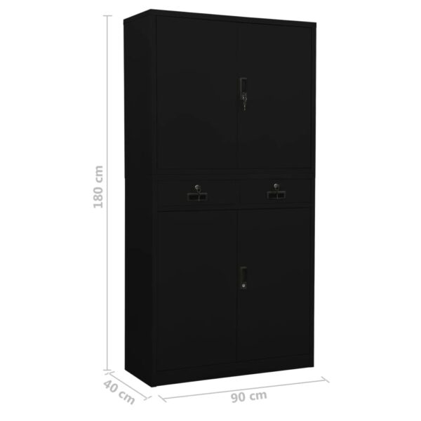 vidaXL Office Cabinet Black 35.4"x15.7"x70.9" Steel - Image 11