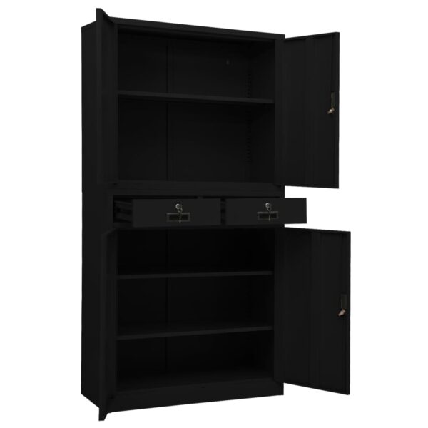 vidaXL Office Cabinet Black 35.4"x15.7"x70.9" Steel - Image 6