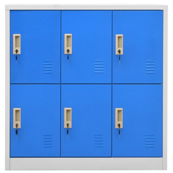 vidaXL Locker Cabinet Light Gray and Blue 35.4"x17.7"x36.4" Steel - Image 2