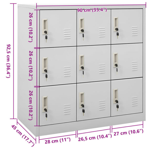 vidaXL Locker Cabinet Light Gray 35.4"x17.7"x36.4" Steel - Image 8