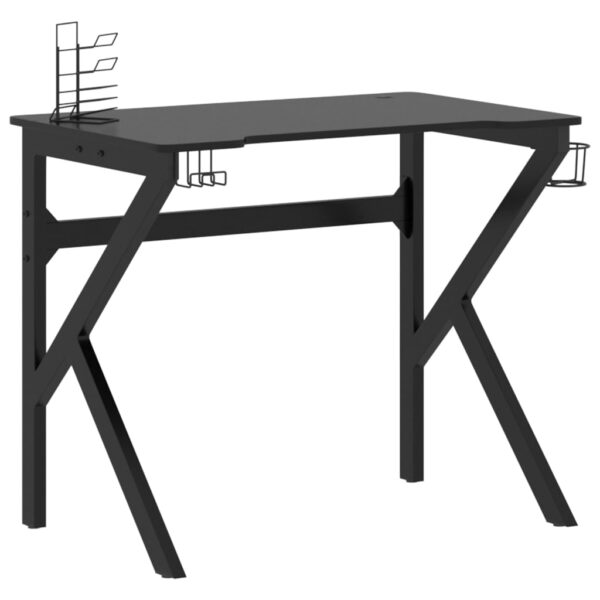 vidaXL Gaming Desk with K Shape Legs Black 35.4" x 23.6" x 29.5" - Image 2