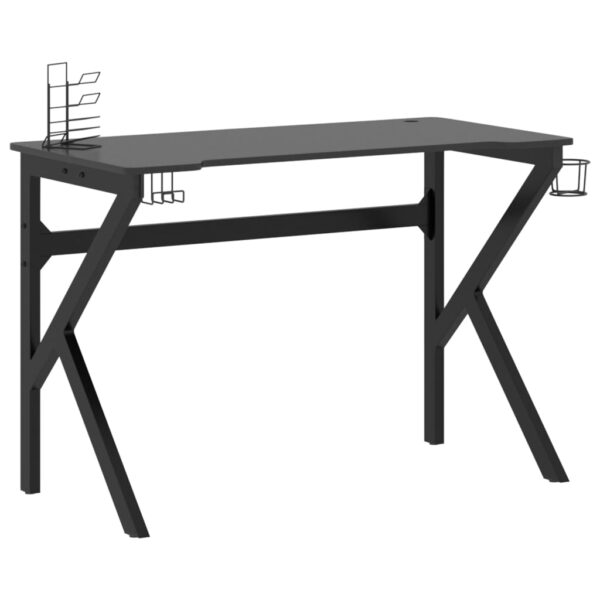 vidaXL Gaming Desk with K Shape Legs Black 43.3"x23.6"x29.5" - Image 2