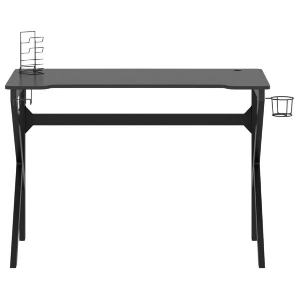 vidaXL Gaming Desk with K Shape Legs Black 43.3"x23.6"x29.5" - Image 3