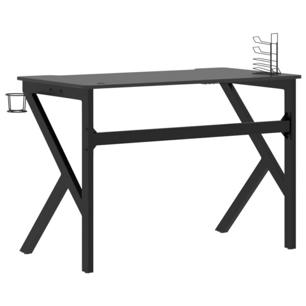 vidaXL Gaming Desk with K Shape Legs Black 43.3"x23.6"x29.5" - Image 4