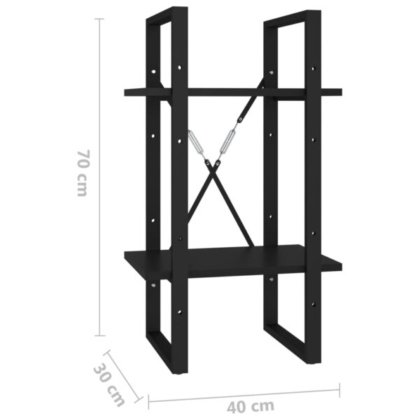 vidaXL 2-Tier Book Cabinet Black 15.7"x11.8"x27.6" Engineered Wood - Image 7