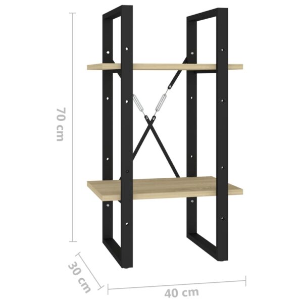 vidaXL 2-Tier Book Cabinet Sonoma Oak 15.7"x11.8"x27.6" Engineered Wood - Image 7