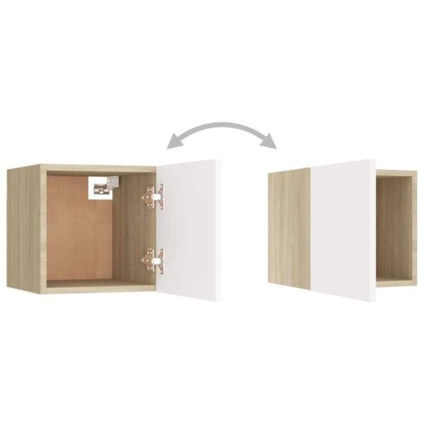 vidaXL Bedside Cabinets 2 pcs White & Sonoma Oak 12"x11.8"x11.8" Engineered Wood - Image 9