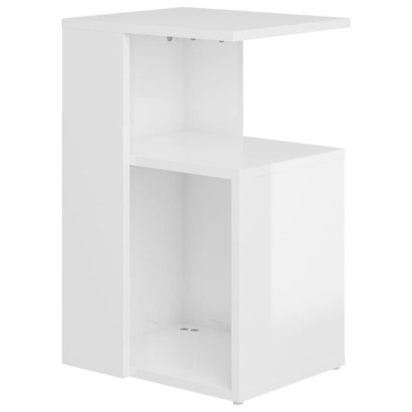 vidaXL Side Table High Gloss White 14.2"x11.8"x22" Engineered Wood - Image 2