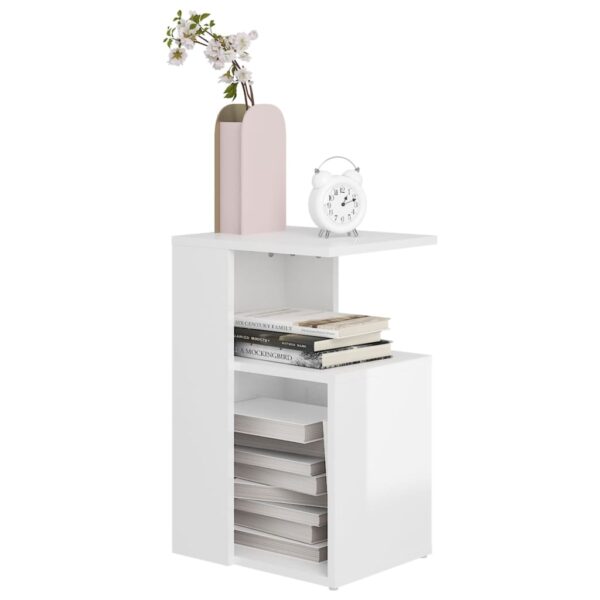 vidaXL Side Table High Gloss White 14.2"x11.8"x22" Engineered Wood - Image 3