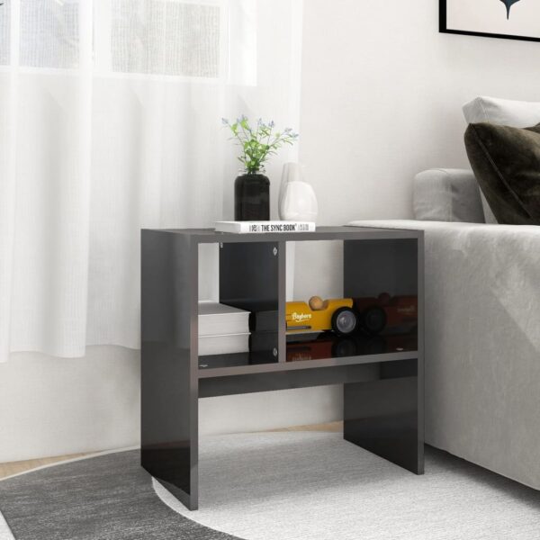 vidaXL Side Table High Gloss Gray 19.7"x11.8"x19.7" Engineered Wood - Image 4