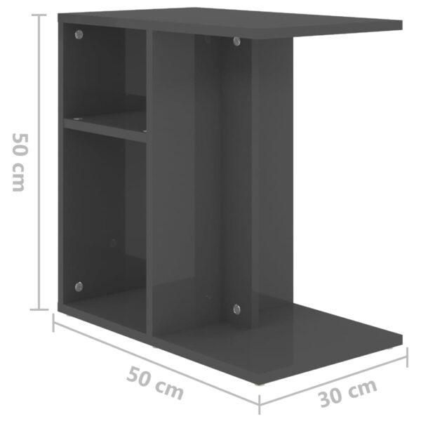 vidaXL Side Table High Gloss Gray 19.7"x11.8"x19.7" Engineered Wood - Image 8