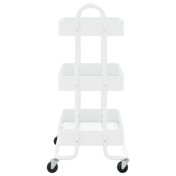 vidaXL 3-Tier Trolley White 16.9"x13.4"x31.1" Steel - Image 4