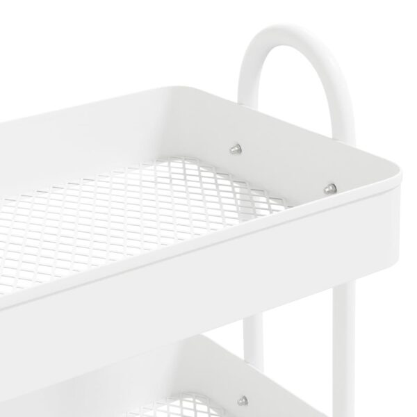 vidaXL 3-Tier Trolley White 16.9"x13.4"x31.1" Steel - Image 5