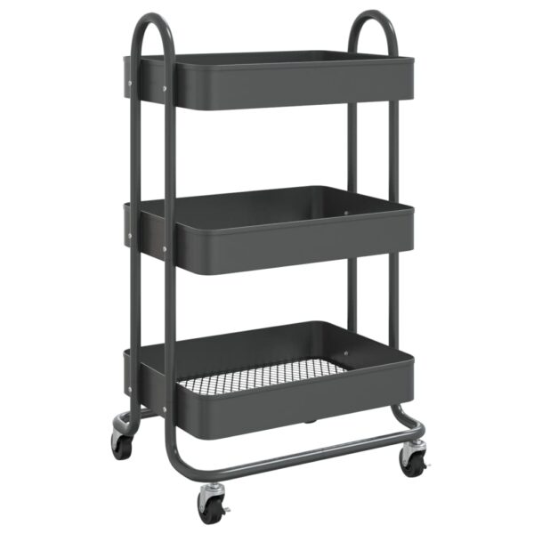 vidaXL 3-Tier Trolley Anthracite 16.9"x13.4"x31.1" Steel - Image 2