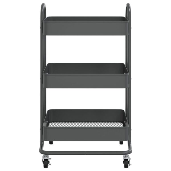 vidaXL 3-Tier Trolley Anthracite 16.9"x13.4"x31.1" Steel - Image 3