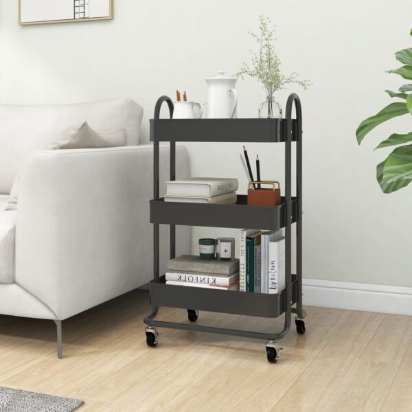 vidaXL 3-Tier Trolley Anthracite 16.9"x13.4"x31.1" Steel