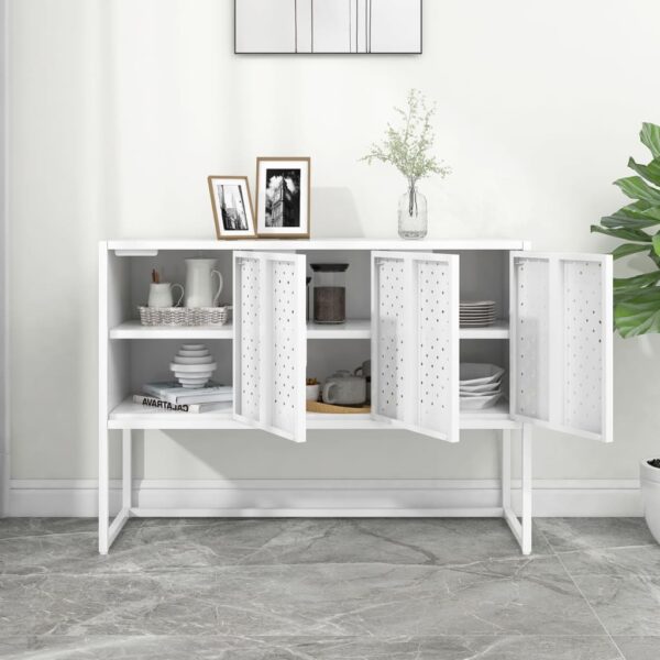 vidaXL Sideboard White 41.3"x13.8"x29.5" Steel - Image 3