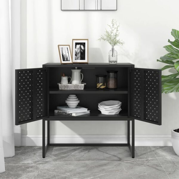 vidaXL Sideboard Black 29.5"x13.8"x29.5" Steel - Image 3