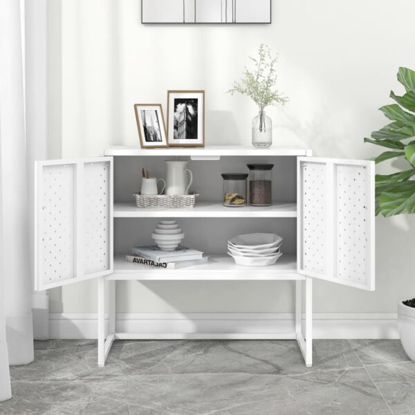 vidaXL Sideboard White 29.5"x13.8"x29.5" Steel - Image 3