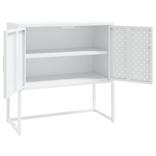 vidaXL Sideboard White 29.5"x13.8"x29.5" Steel - Image 4