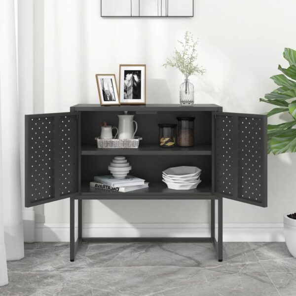 vidaXL Sideboard Anthracite 29.5"x13.8"x29.5" Steel - Image 3