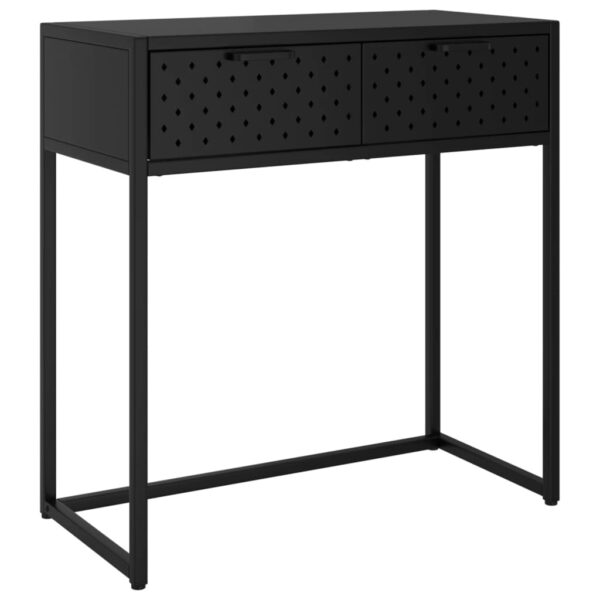 vidaXL Console Table Black 28.3"x13.8"x29.5" Steel - Image 2