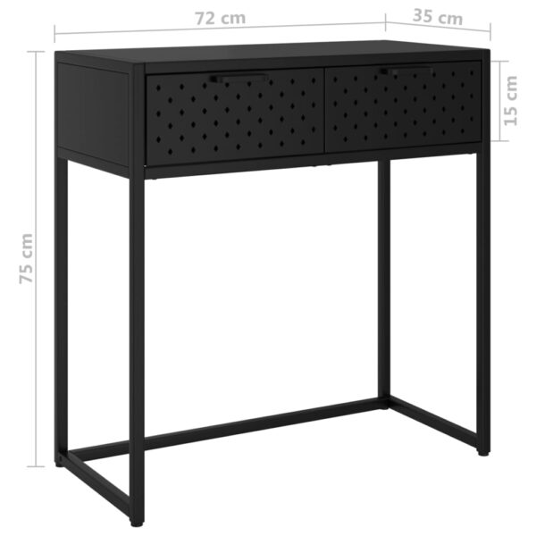 vidaXL Console Table Black 28.3"x13.8"x29.5" Steel - Image 9