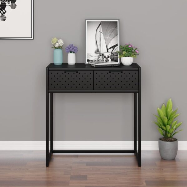 vidaXL Console Table Black 28.3"x13.8"x29.5" Steel