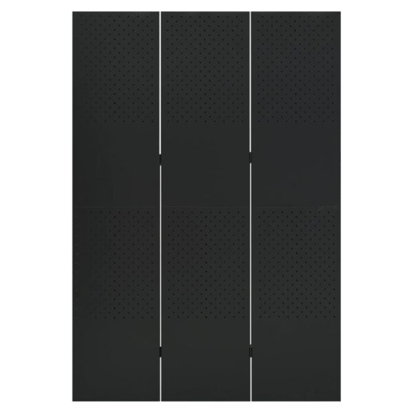 vidaXL 3-Panel Room Divider Black 47.2"x70.9" Steel - Image 2