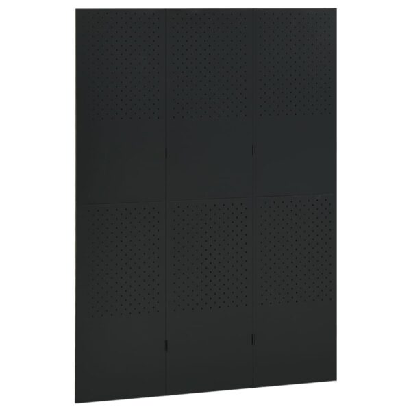 vidaXL 3-Panel Room Divider Black 47.2"x70.9" Steel - Image 3