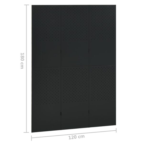 vidaXL 3-Panel Room Divider Black 47.2"x70.9" Steel - Image 6