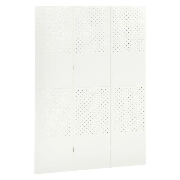 vidaXL 3-Panel Room Divider White 47.2"x70.9" Steel - Image 3