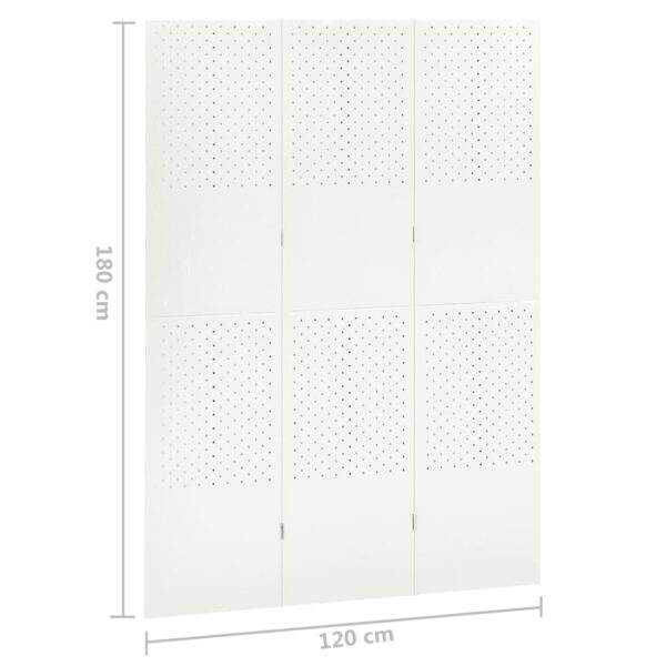 vidaXL 3-Panel Room Divider White 47.2"x70.9" Steel - Image 6