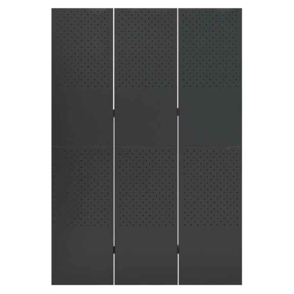 vidaXL 3-Panel Room Divider Anthracite 47.2"x70.9" Steel - Image 2