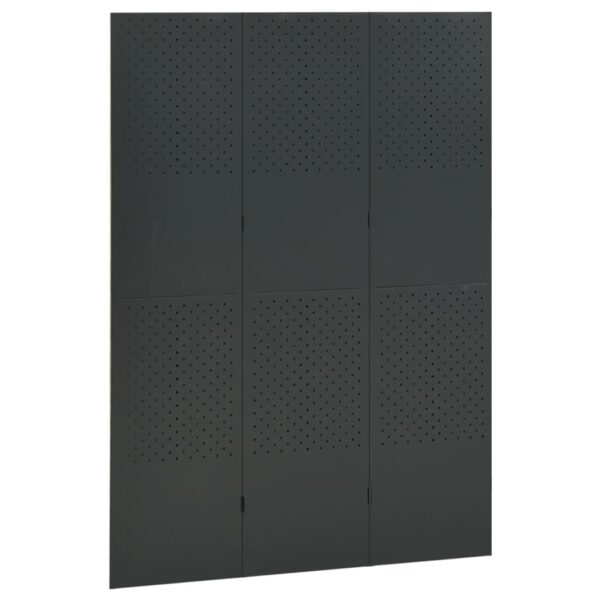 vidaXL 3-Panel Room Divider Anthracite 47.2"x70.9" Steel - Image 3