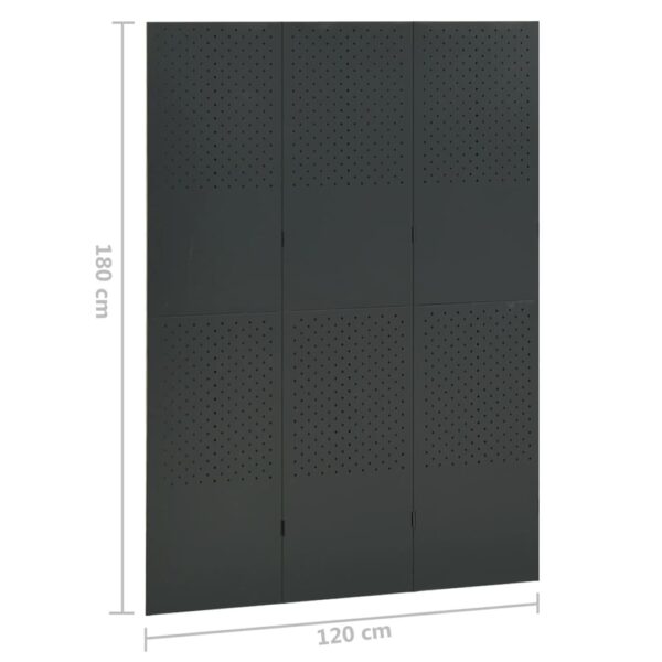 vidaXL 3-Panel Room Divider Anthracite 47.2"x70.9" Steel - Image 6