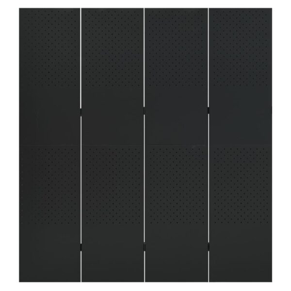 vidaXL 4-Panel Room Divider Black 63"x70.9" Steel - Image 2