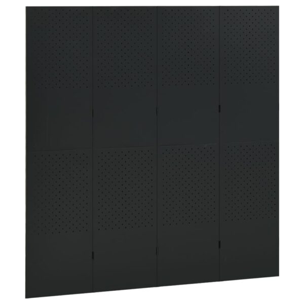 vidaXL 4-Panel Room Divider Black 63"x70.9" Steel - Image 3