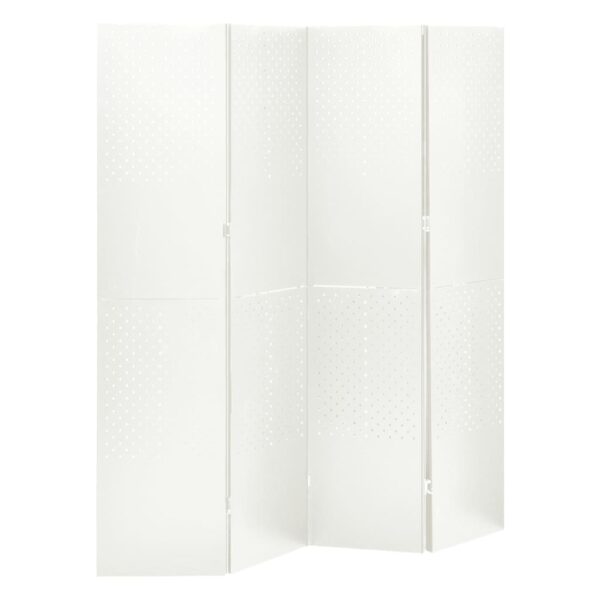 vidaXL 4-Panel Room Divider White 63"x70.9" Steel