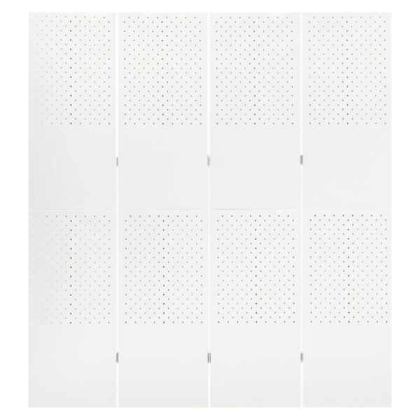 vidaXL 4-Panel Room Divider White 63"x70.9" Steel - Image 2