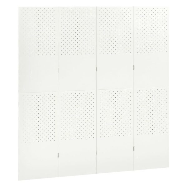 vidaXL 4-Panel Room Divider White 63"x70.9" Steel - Image 3