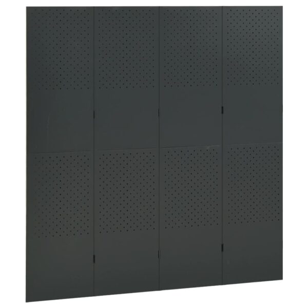 vidaXL 4-Panel Room Divider Anthracite 63"x70.9" Steel - Image 3