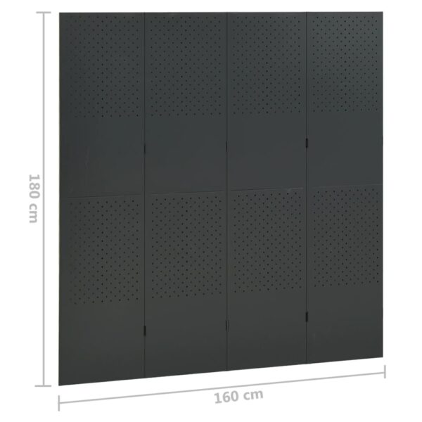 vidaXL 4-Panel Room Divider Anthracite 63"x70.9" Steel - Image 6