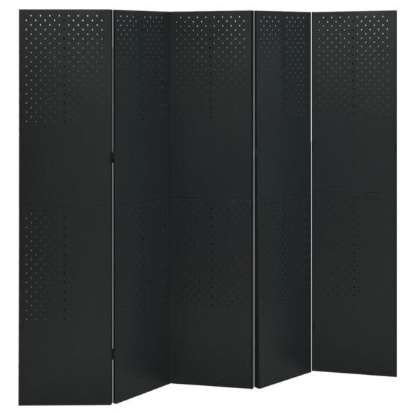 vidaXL 5-Panel Room Divider Black 78.7"x70.9" Steel