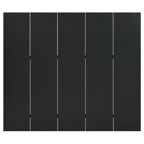 vidaXL 5-Panel Room Divider Black 78.7"x70.9" Steel - Image 2