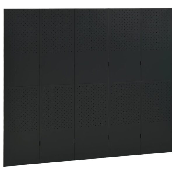 vidaXL 5-Panel Room Divider Black 78.7"x70.9" Steel - Image 3