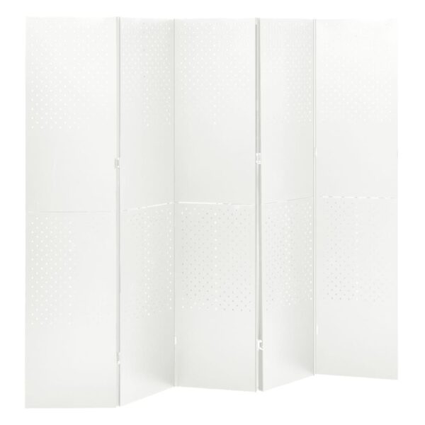 vidaXL 5-Panel Room Divider White 78.7"x70.9" Steel