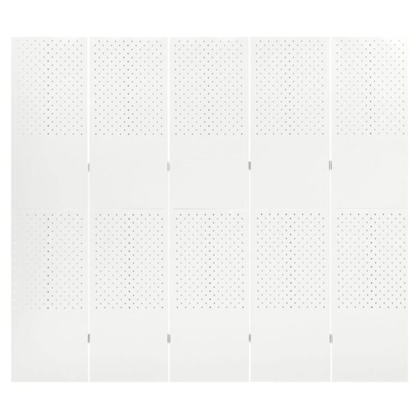 vidaXL 5-Panel Room Divider White 78.7"x70.9" Steel - Image 2