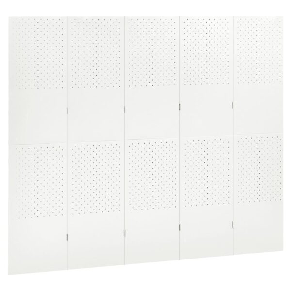 vidaXL 5-Panel Room Divider White 78.7"x70.9" Steel - Image 3