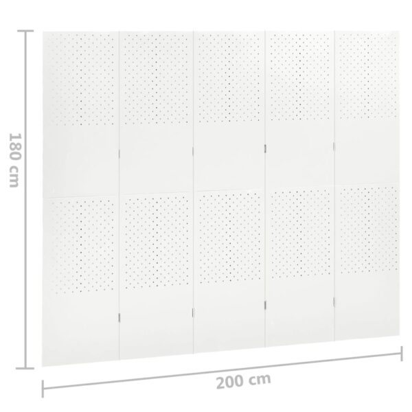 vidaXL 5-Panel Room Divider White 78.7"x70.9" Steel - Image 6